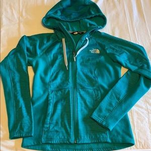 The North Face Teal Hooded Fleece Jacket W Small